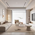 Modern Living Room Interior With Beige Sofa Coffee Table TV And Floor Lamp