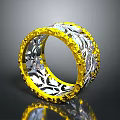 Shiny Gold And Silver Stylish Ring With Intricate Decorative Pattern As Daily Living Accessory