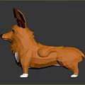 Low Poly Style Game And Movie Character With Orange Corgi Design White Paws And
