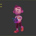 Happy Cartoon Boy Character Walking With Fresh Red Apple In Hand