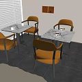 Middle Ancient Dining Table and Chair Tea Table and Chair Marble Dining Table Backrest Chair 3d model