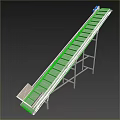 Industrial Inclined Conveyor System With Green Belt And Metal Support Frame