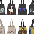 Various Designed Tote Bags Featuring Hello Kitty E=mc² Mona Lisa And Colorful Patterns