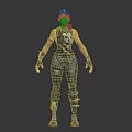 Realistic 3D Character Model With Black Cap Sleeveless Top Camouflage Pants Wrist Guards And Knee Pads