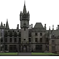 Ancient Gothic Castle Architecture With Spires Towers And Stone Facade 3d model
