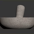 Stone Mortar and Pestle for Grinding Spices and Herbs in Home Kitchen