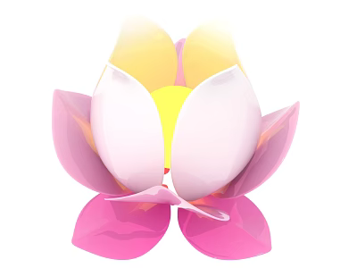 Pink And White Lotus Shaped Garden Ornament With Yellow Center And Layered Petals 3d model