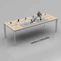 Modern Wooden Display Shelf with Smartphones Tablets and Headphones for Retail Product Showcase