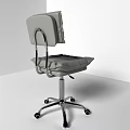 Gray Padded Office Chair With Adjustable Backrest Seat Cushion And Metal Wheels
