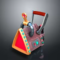 Portable Brown Weapon With Red Panel Blue Dots Metal Parts And Red Knob