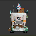 Green And Beige Ice Cream Truck With Colorful Ice Cream Cone Top And Decorative Stripes