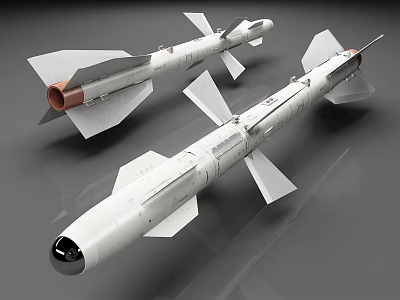 Military Guided Missiles With Aerodynamic Fins And Warhead Design 3d model