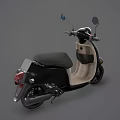 Modern Black Scooter With Classic Design Beige Seat And Side Mirrors