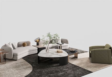 Modern Poliform Sofa Coffee Table Combination 3d model