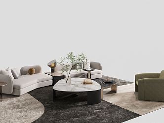 Modern Poliform Sofa Coffee Table Combination 3d model