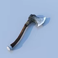 Isolated Axe With Silver Head Brown Handle And Textured Surface On Light Blue Background 3d model
