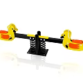 Yellow Duck Shaped Seesaw With Orange Seats And Spring Structure For Kids Playground