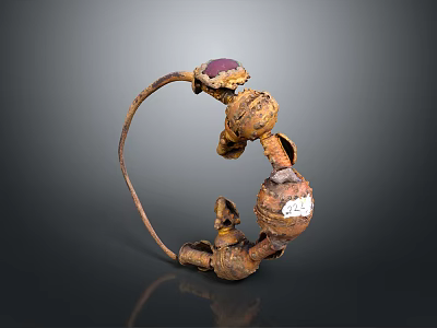 Vintage Handcrafted Decorative Metal Household Item With Purple Gemstone And Spherical Design 3d model