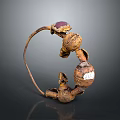 Vintage Handcrafted Decorative Metal Household Item With Purple Gemstone And Spherical Design