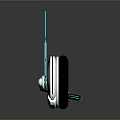 Futuristic Tech Device With White Circular Base And Teal Wing Shaped Parts