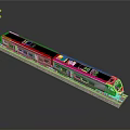 Modern High Speed Train with Sleek White Red Stripe Design on Railway Track 3d model