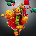 Vibrant Fresh Vegetables 3D Rendered Splashing With Corn Watermelon Carrots Broccoli And Tomatoes