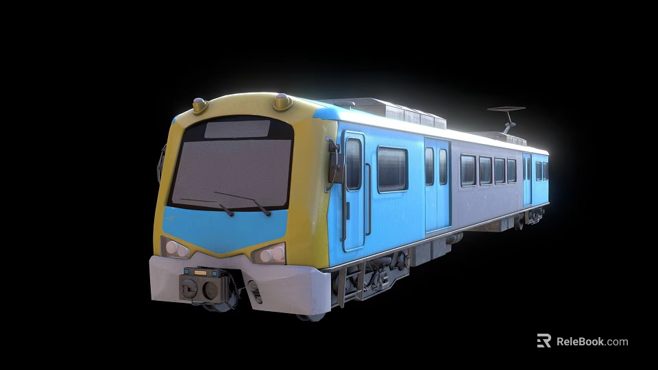 Modern Yellow And Blue Subway Train Exterior Design For Urban Transport 3d model 