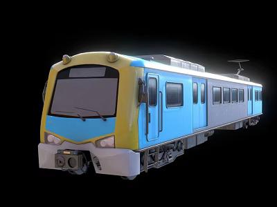 Modern Yellow And Blue Subway Train Exterior Design For Urban Transport 3d model