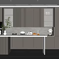 Modern Kitchen Interior With Sleek Gray Cabinets White Island Countertop And Appliances