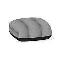 Modern Gray Upholstered Coffee Table With Curved Design And Black Base