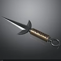 Decorative Dagger With Sharp Fish Fin Blade Copper Handle Intricate Patterns And Ring Pommel