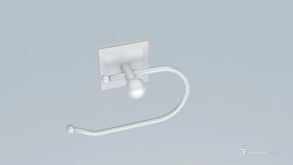 White Wall Mounted Toilet Paper Holder As Bathroom Accessory With Simple Design 3d model 