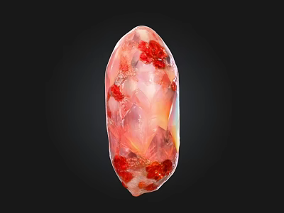 Stone Wood Decorative Art Piece Featuring Irregular Shape Pink White Red Spots 3d model