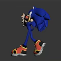 Sonic The Blue Hedgehog Character With Green Eyes And Red Shoes In Dynamic Pose