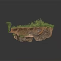 Modern Landscape Design With Curved Rocky Terrain Lush Vegetation And Winding Path