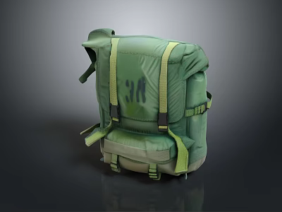 Green 3M Logo Backpack With Yellow Straps And Adjustable Fastenings 3d model