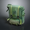 Green 3M Logo Backpack With Yellow Straps And Adjustable Fastenings 3d model
