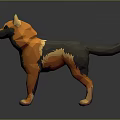 Low Poly Orange Black Dog Sculpture With 3D Art Design And Reflective Base