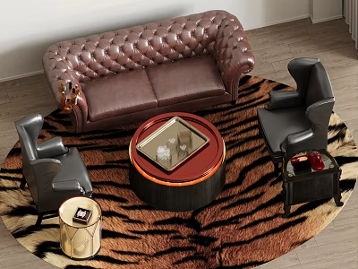 American Industrial Sofa Combination Sofa Coffee Table Combination 3d model