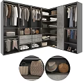 Modern Wardrobe Interior With Hanging Clothes Folded Items Bags Hats Shoes And Drawers