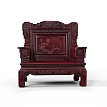 Traditional Chinese Armchair with Intricate Carved Patterns and Red Wood Design