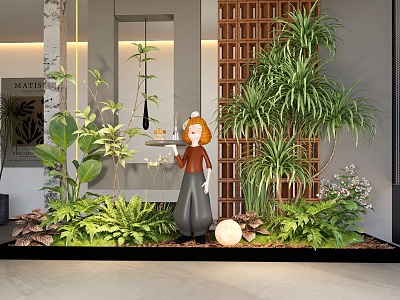 Indoor plant combination plant pile flower mirror courtyard sketch plant landscape shrub flowers and plants model