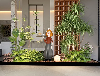 Indoor plant combination plant pile flower mirror courtyard sketch plant landscape shrub flowers and plants 3d model