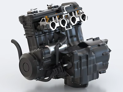 Strong Black Automotive Mechanical Engine Featuring Multiple Cylinders And Metal Components 3d model