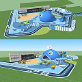 Inflatable Whale Shaped Kids Play Area With Slide And Pool For Fun Outdoor Activities