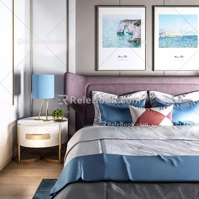 Background double bed 3d model