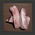Fresh Raw Meat Cuts Placed On Wooden Cutting Board For Cooking