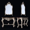 Ornate Classic Console Tables With Decorative Mirrors And Intricate Carved Designs