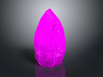 Vibrant Glowing Pink Pointed Crystal With Shiny Surface On Dark Background 3d model