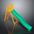 Outdoor Plastic Children's Play Slide With Yellow Ladder And Green Slide